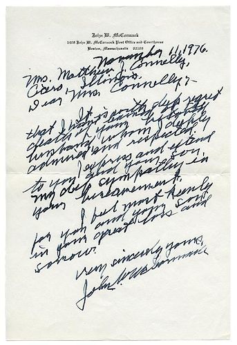 McCormack, John W. Autograph Letter Signed.