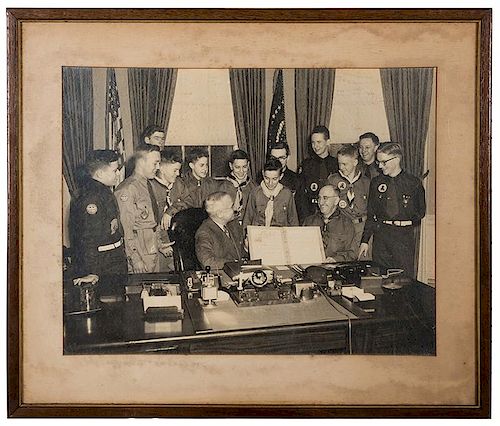 Truman, Harry S. Photo with Eagle Scouts.