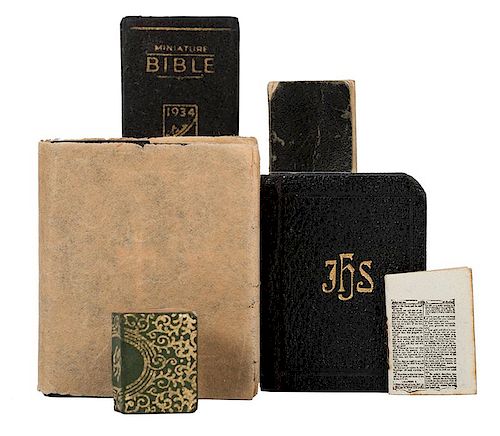 Group of Six Miniature Bibles and Religious Texts.