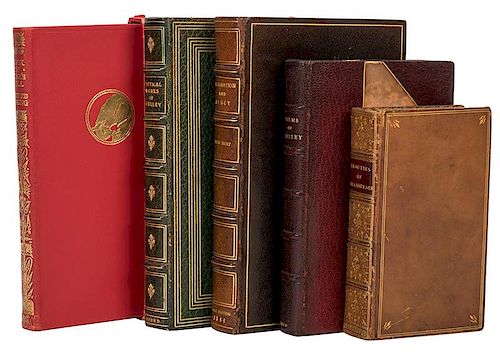 Lot of Five Antiquarian Leatherbound Books.