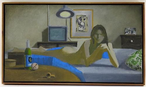 American Modernist O/C Painting of Recumbent Nude