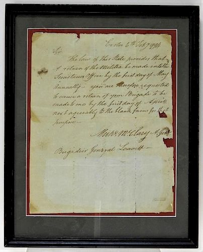 18C Exeter Rhode Island Federalist Military Letter