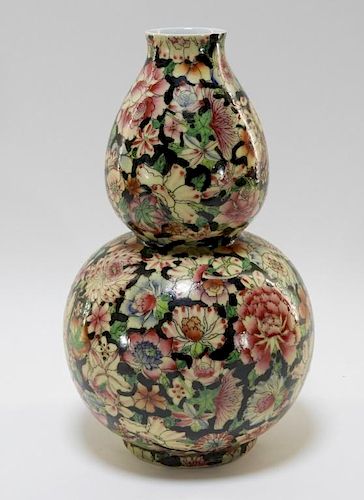 Chinese Porcelain Famille Noir Double Gourd Vase