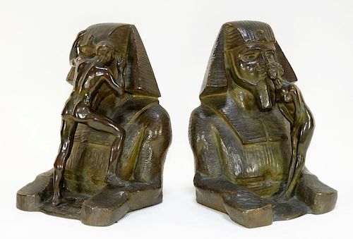 Ephraim Keyser Egyptian Revival Bronze Bookends