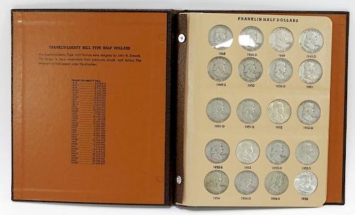 35 U.S. Franklin Silver Half Dollars Complete Set
