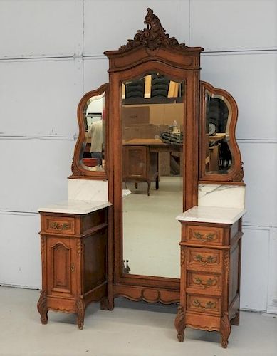 French Carved Fruitwood Lady's Dressing Vanity