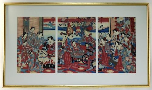 Toyohara Chikanobu Japanese Woodblock Triptych