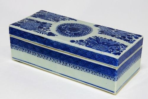 Chinese Export Blue Fitzhugh Porcelain Covered Box