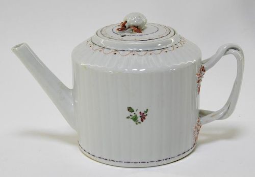 Chinese Export Round Floral Porcelain Tea Pot