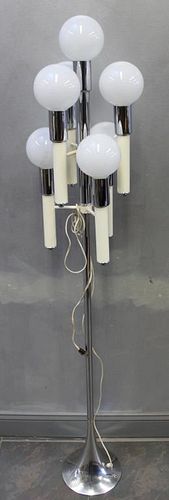 MIDCENTURY. Chrome and Enameled Standing Lamp
