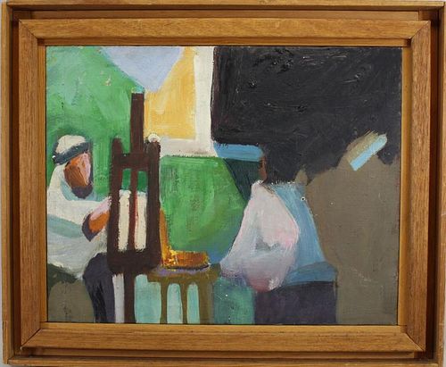 20th C. Painting of Middle Eastern Man at Easel