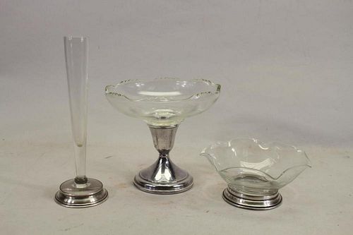 (3) Silver/Glass Vessels