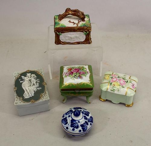 Lot of (5) Vintage Porcelain Boxes