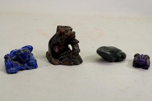 (4) Assorted Carved Stone Frogs