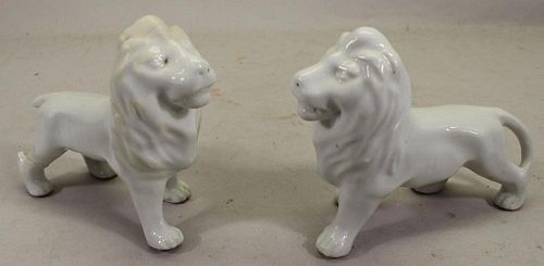 Pair of White Porcelain Lions