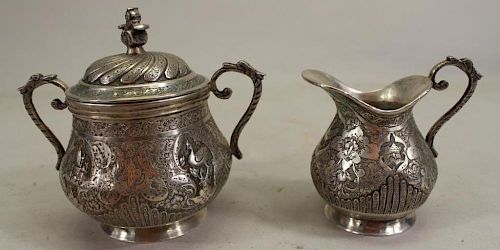 Antique Silverplate Hand Engraved Cups