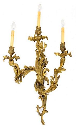 A Louis XV Style Gilt Bronze Sconce Height 35 inches.
