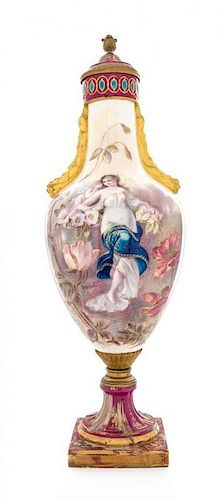 A Sevres Style Porcelain Urn Height 24 inches.