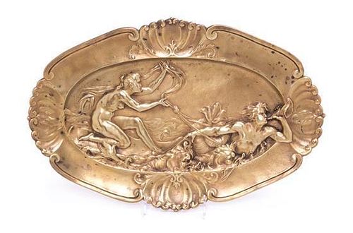* A French Gilt Bronze Plaque Width 18 1/4 inches.
