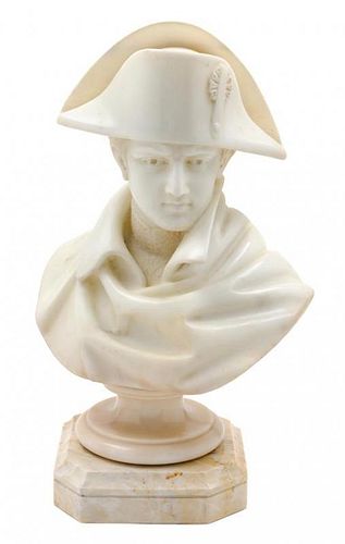 * A Continental Marble Bust of Napoleon Height 17 3/4 inches.