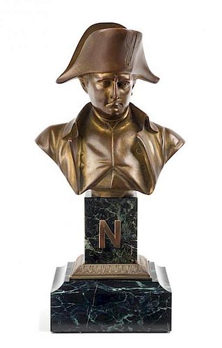 * A French Bronze and Marble Bust of Napoleon Height 10 inches.