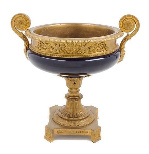 A French Gilt Bronze Mounted Porcelain Jardiniere Height 14 inches.