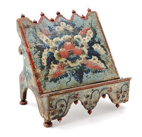 A Spanish Painted Book Stand Height 14 inches.