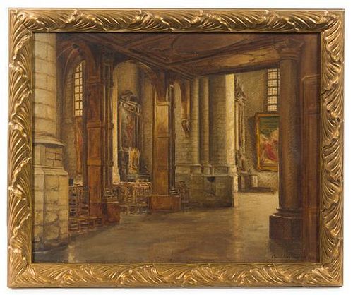 * Paul Verdussen, (Belgian, 1868-1945), Chapel Interior