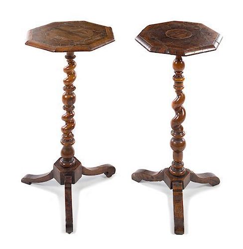 A Near Pair of George II Walnut Pedestals Height of taller 37 inches.
