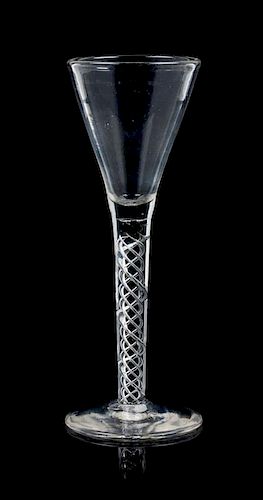 * A Georgian Air Twist Glass Wine Stem Height 5 3/4 inches.