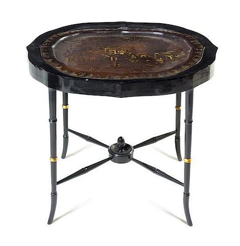 A Regency Style Tray Table Height 22 x width 29 1/2 x depth 21 1/2 inches.