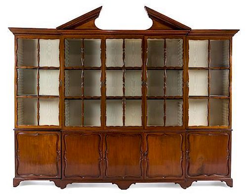 A William IV Mahogany Breakfront Bookcase Height 108 inches.