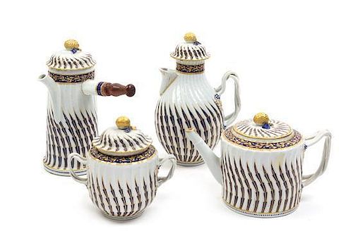 A Chinese Export Porcelain Partial Tea and Coffee Service Height of chocolate pot 9 1/4 inches.