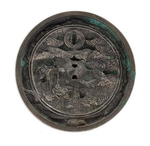 A Chinese Bronze Mirror Diameter 4 7/8 inches.