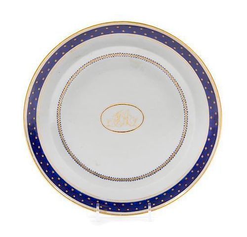 A Chinese Export Porcelain Plate Diameter 9 3/4 inches.