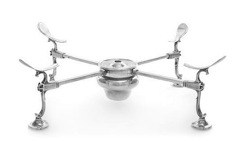 A George III Silver Dish Cross, Robert Hennell I, London, 1786, with sliding pad feet, saddle form dish supports and a centra