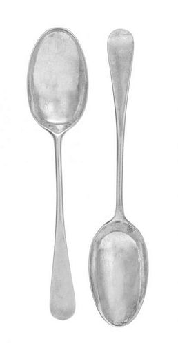 * An Important Pair of  American Silver Table Spoons, Paul Revere, Boston, MA, 18th Century,