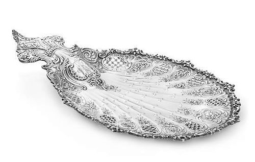 An American Silver Fish Tray, Tiffany & Co., New York, NY, having a floral and volute decorated rim and a pierced latticework
