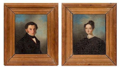 Artist Unknown, (American, 19th Century), Portrait of a Gentleman and a Lady (two works)