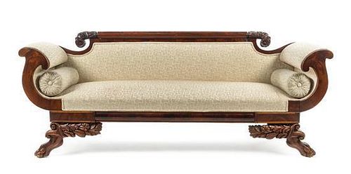 * An American Classical Mahogany Sofa Width 82 inches.