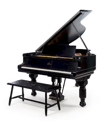 * A Steinway & Sons Grand Piano Length of case 75 x width 54 1/2 inches.