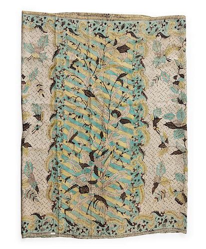 * A Javanese Silk Batik Kain Sarong 32 x 41 7/8 inches.
