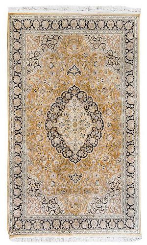 A Tabriz Silk and Cotton Rug 9 feet 3 inches x 6 feet.