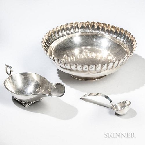 Three Pieces of Mexican Sterling Silver Tableware
