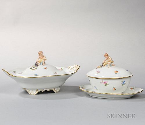 Two Meissen Porcelain Covered Dishes