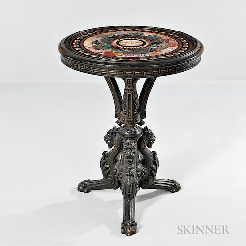 Grand Tour Micromosaic and Specimen Table with Eastlake-style Base