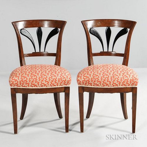 Two Continental Fruitwood Biedermeier Chairs