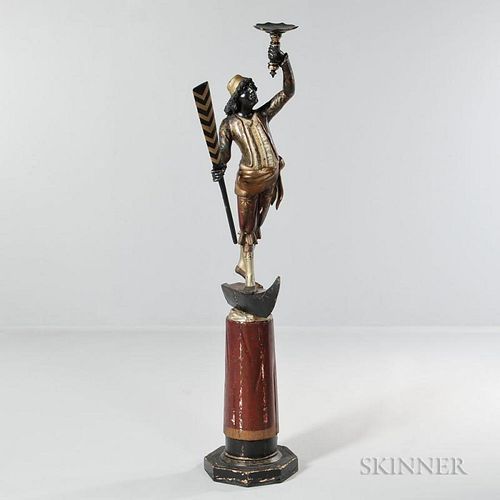 Painted and Giltwood Blackamoor Figure of a Gondolier
