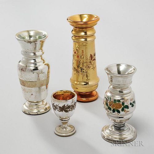 Seven Pieces of Decorated Mercury Glass