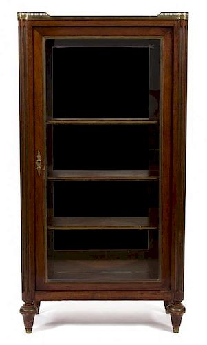 A Louis XVI Style Mahogany and Brass Mounted Bibliotheque Height 53 1/2 x width 29 x depth 13 inches.